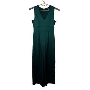 Sugar Lips Green Sleeveless v-neck wide leg jumpsuit Small holiday event evening